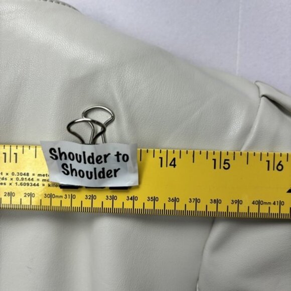 7 For All Mankind Womens Sz Large Beige Wrap Dress Jacket Vegan Leather Belted - Picture 5 of 10